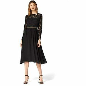 Women's Long Sleeve Lace Black Dress Party Formal